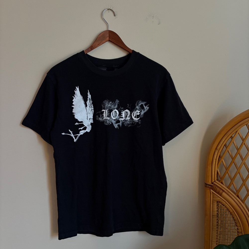 VLONE Streetwear Skeleton Angel No Smoking Double Sided Graphic Mens T Shirt